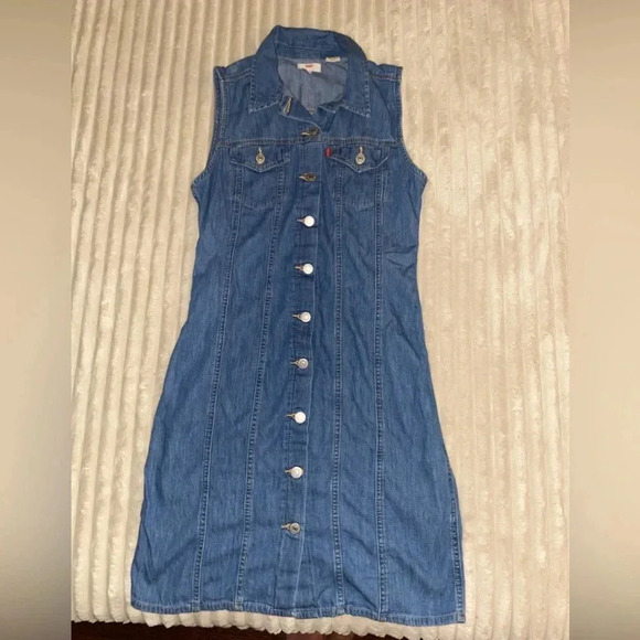 Levi's Dresses & Skirts - Levi’s Jean Button Sleeveless Dress Size Small